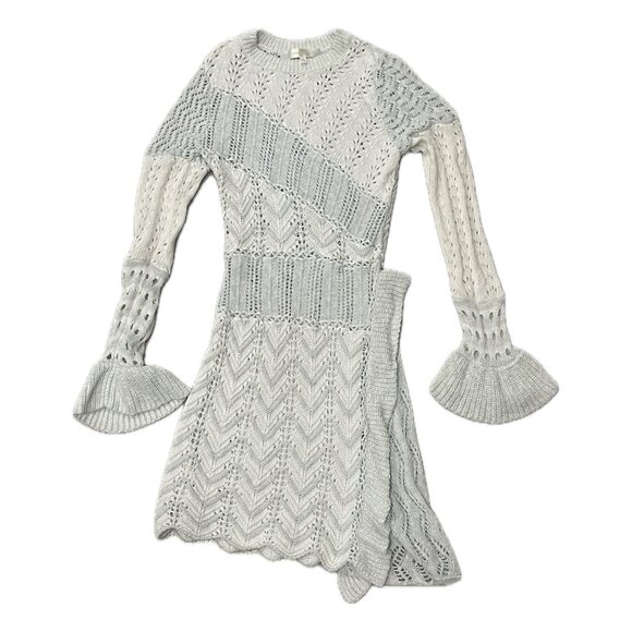 LoveShackFancy Long Sleeve Sweater Knit Dress Womens Small Blue White XS GUC - Picture 2 of 6